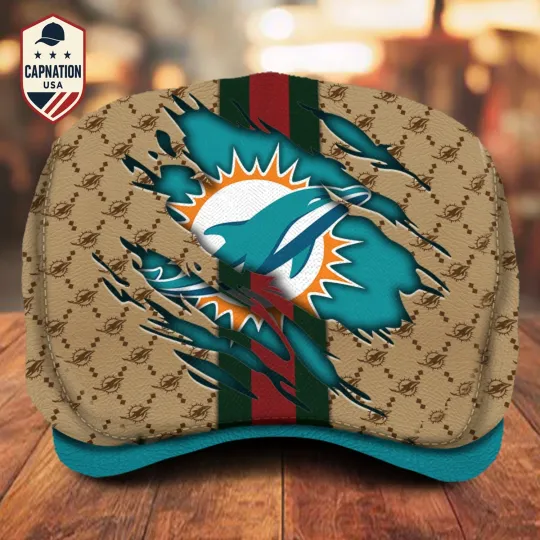 Discover Miami Team Dolphins Jeff Cap football Jeff Cap football Driving Cap football Golf Cap Flat Cap