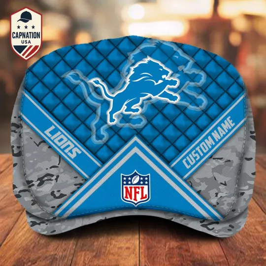 Detroit-Lions Jeff Cap Personalized Name football Jeff Cap Driving Cap Golf Cap