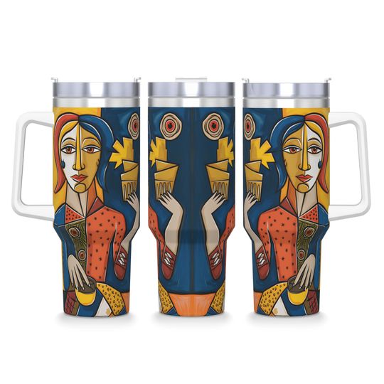 Discover Stainless Steel Tumbler Custom Pablo Picasso Art Mugs Cup With Straws   Cold and Hot Water Bottle Insulated 40oz Coffee Mug