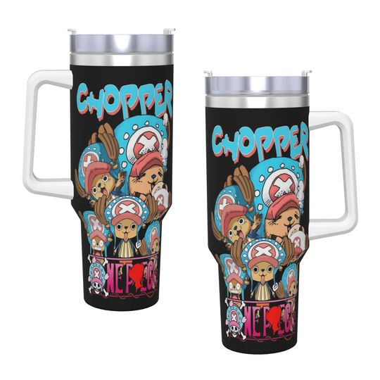 Discover Tony Chopper Stainless Steel Tumbler Anime Travelist Thermal Mug With Straws and Lid 40oz Mugs Cup Cold and Hot Water Bottle