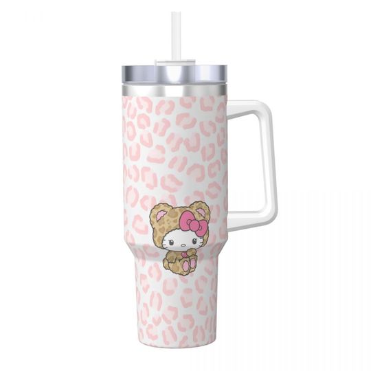 Hello Kitty Stainless Steel Tumbler Beach Mugs Cup 40oz Thermal Cups Keep Heat Cold Drink Milk Tea Water Bottle