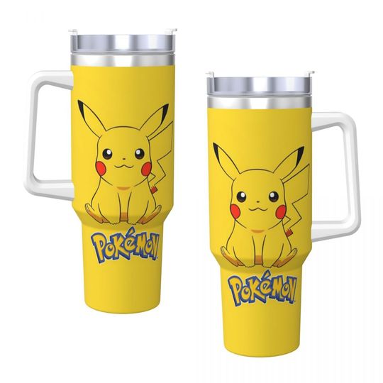 PKM Pika Japan Anime Stainles Steel Tumbler Travelist Car Mugs 40oz Thermal Mug Portable Cold Drink Milk Tea Water Bottle