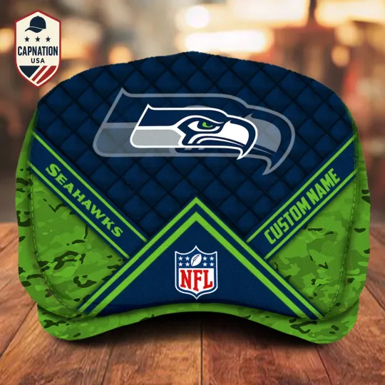 Seattle-Seahawks Jeff Cap Personalized Name football Jeff Cap Driving Cap Golf Cap