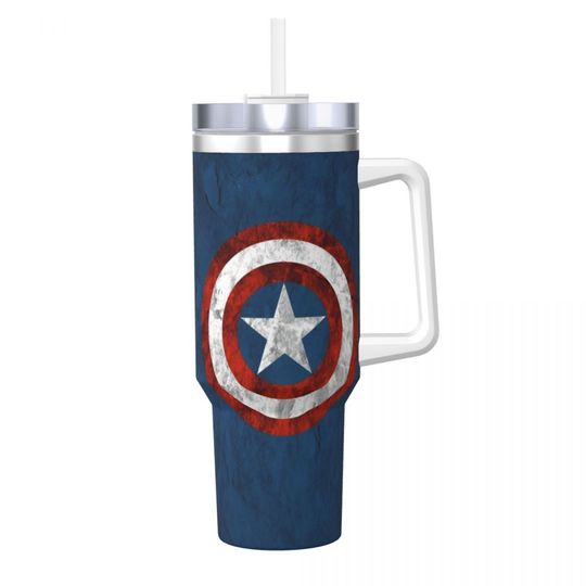 Discover Stainless Steel Tumbler Captain America Car Mugs With Straws Travel Cold Drink Water Bottle Heat Preservation 40oz Coffee Mug