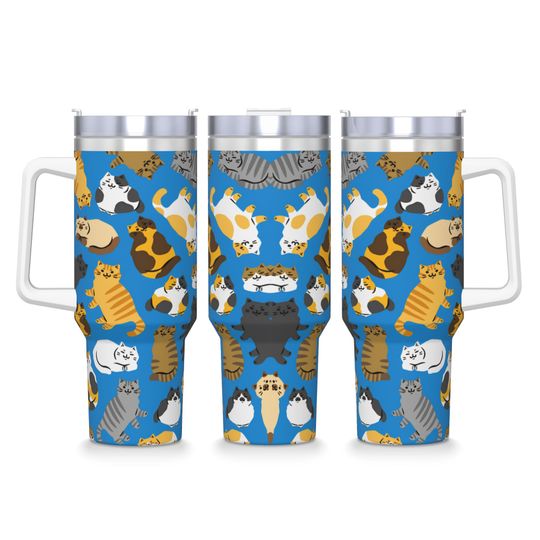 Discover Custom Cute Cat Stainless Steel Tumbler  Camping Thermal Mug With Straws and Lid Large Car Mugs Cold and Hot Water Bottle