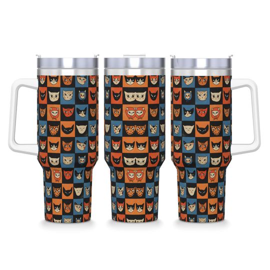 Custom Cute Creative Cat  Stainless Steel Tumbler  Driving Mugs Capacity Thermal Mug Keep Heat Cold Drink Milk Tea Water Bottle