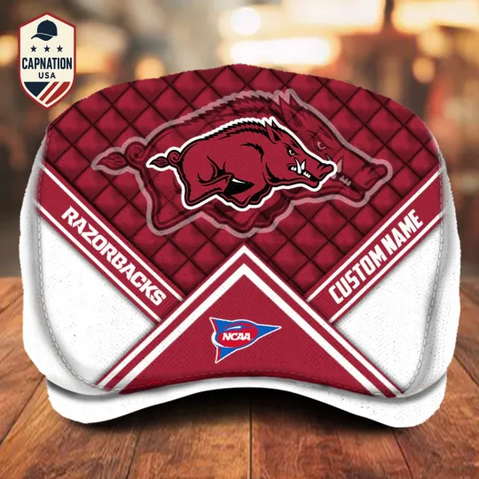 Discover Arkansas-Razorbacks Jeff Cap Custom Name Driving Cap Golf Cap Flat Cap