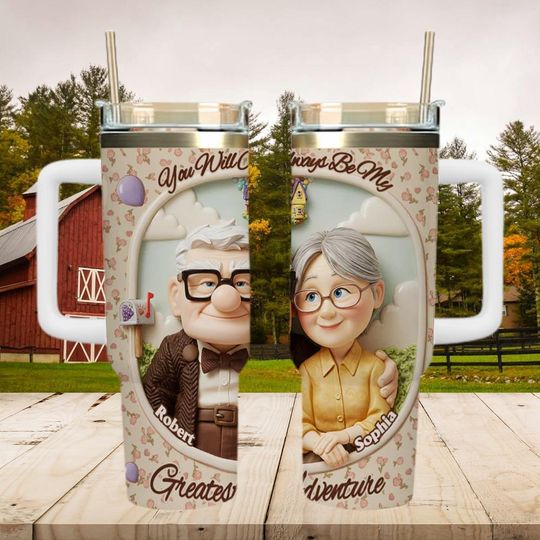 Custom Name Carl & Ellie Disney 40oz Tumbler, Up Movie Couple Cup, Disney Lover, Anniversary Gift, Carl Ellie up Movie 40oz Tumbler