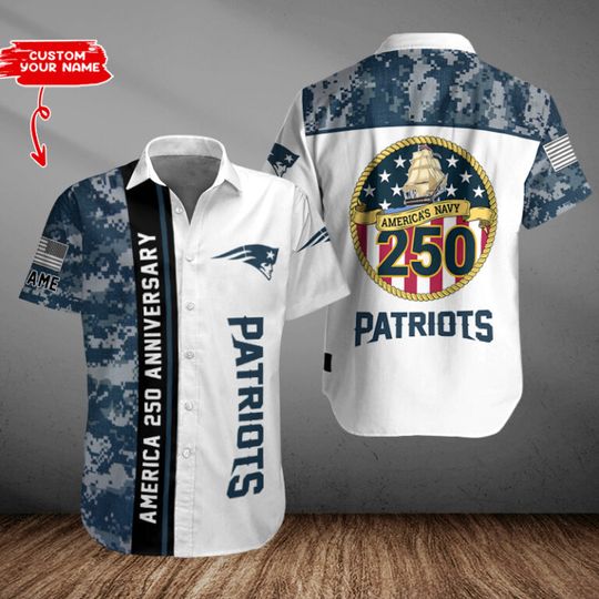 New England Patriots US 250th Anniversary Button Shirt Summer Holiday Gifts