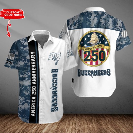 Tampa Bay Buccaneers US 250th Anniversary Button Shirt Summer Holiday Gifts