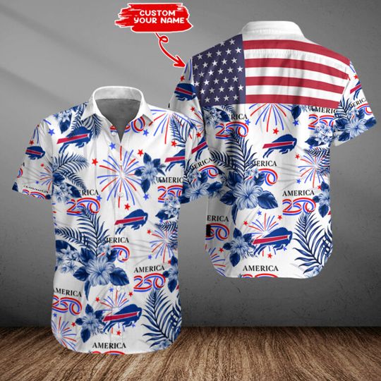 Buffalo Bills US 250th Anniversary Button Shirt Summer Holiday Gifts