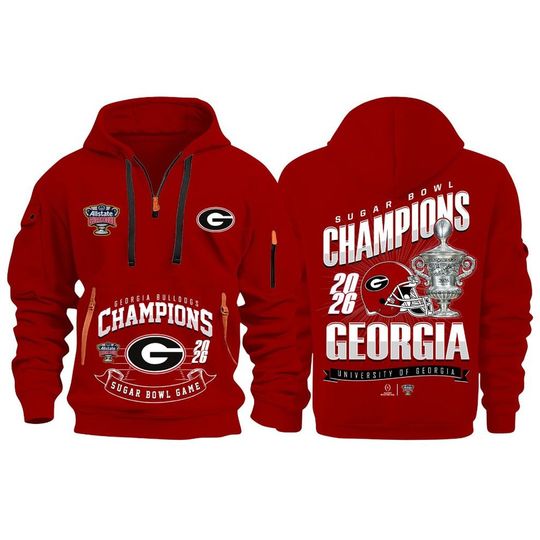 GA bulldogs Sugar Bowl Champions 2026 Quarter Zip Hoodie