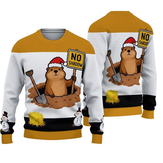 Groundhog Day Ugly Christmas Sweater Winter Holiday Jumper Gift