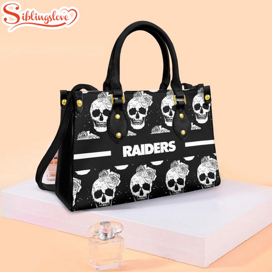 football Las Vegas Raiders Skull and Flower Pattern Leather Handbag