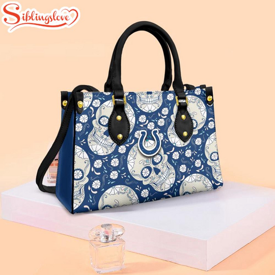 Discover football Indianapolis Colts Skull Pattern Leather Handbag