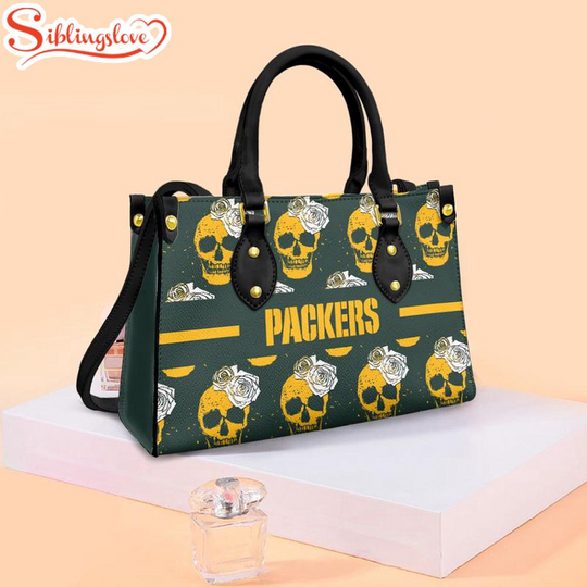 football Green Bay Packers Skull and Flower Pattern Leather Handbag