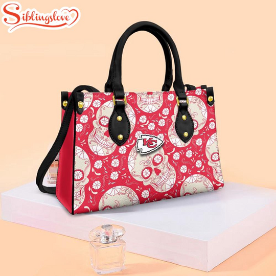 Discover football Kansas City Chiefs Skull Pattern Leather Handbag
