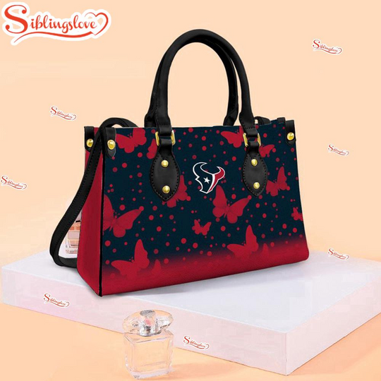 Discover football Houston Texans Butterfly Pattern Leather Handbag