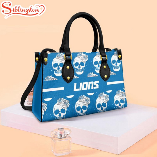 football Detroit Lions Skull and Flower Pattern Leather Handbag