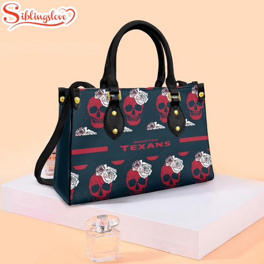 Discover football Houston Texans Skull and Flower Leather Handbag