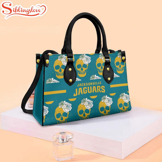 Discover football Jacksonville Jaguars Skull and Flower Pattern Leather Handbag