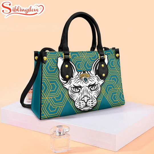 Discover football Jacksonville Jaguars Sphynx Cat Pattern Leather Handbag