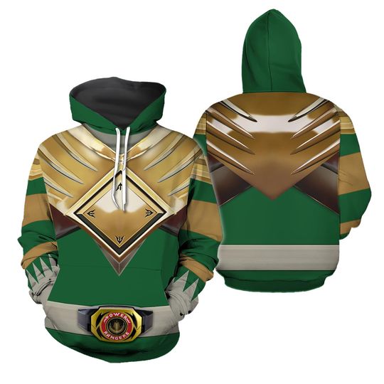 Gearhumans Mighty Morphin Green Power Rangers Custom Hoodie