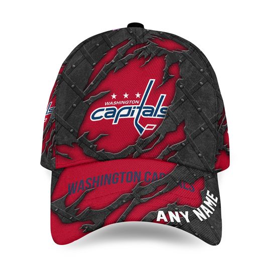 Washington Capitals Personalized Name Black Metal Design Classic Cap
