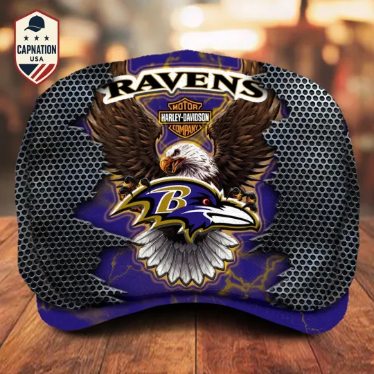 Baltimore-Ravens Jeff Cap H davidson Jeff Cap football Newsboy Cap Flat Cap