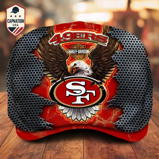 San-Francisco-49ers Jeff Cap H davidson Jeff Cap football Newsboy Cap