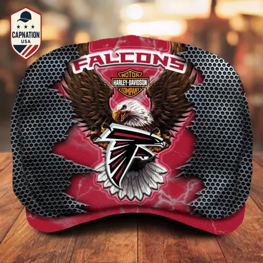 Atlanta-Falcons Jeff Cap H davidson Jeff Cap football Newsboy Cap Flat