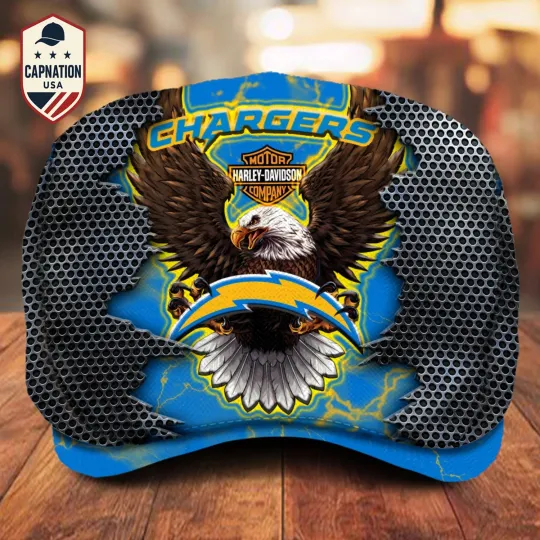 Discover Los-Angeles-Chargers Jeff Cap H davidson Jeff Cap football Newsboy Cap Flat Cap1