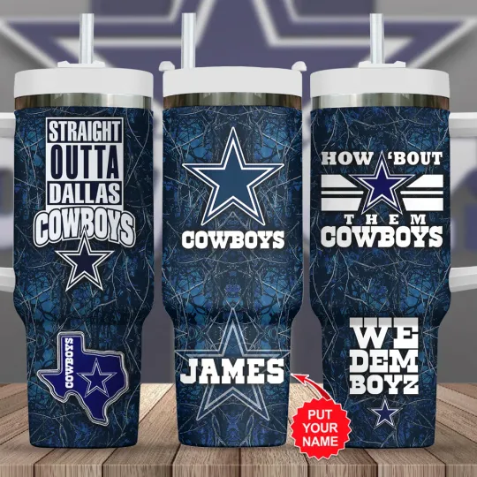 Discover Football Fan Custom Tumbler with Handle 40oz Insulated Cup