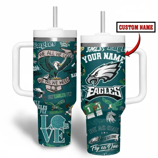 Discover Phillyy Football Fan Style Custom Tumbler with Handle 40oz