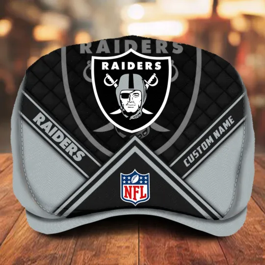 Las Vegas-Raiders Jeff Cap Custom Name football Jeff Cap Driving Cap Newsboy Cap