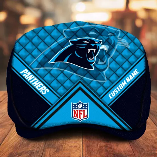 Discover Carolina-Panthers Jeff Cap Custom Name football Jeff Cap Driving Cap Newsboy Cap