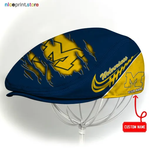 Discover Michigan Team Wolverines Jeff Cap Driving Cap,  Golf Cap Flat Cap Gold Cap