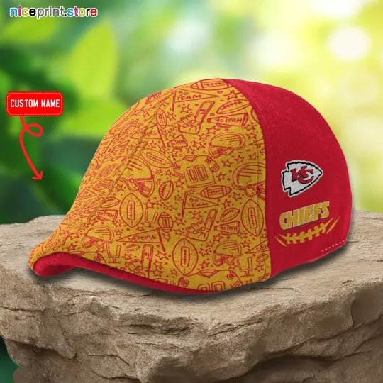 Discover Kansas City Football Team Chiefs Ivy Cap Flat Cap Driving Cap Golf Cap 07