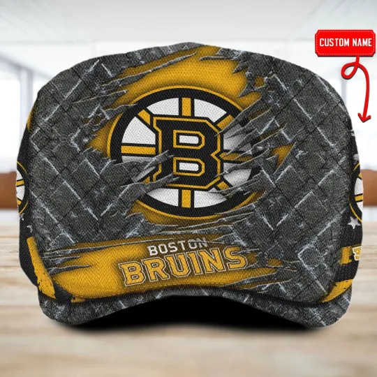 Discover Bos*ton Team Bru*ins Jeff Cap Driving Cap Golf Cap Newsboy Cap Flat Cap