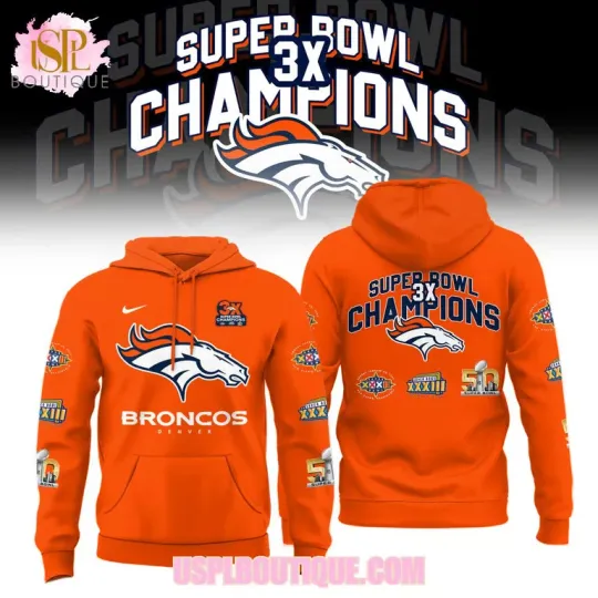 Discover Denver Three Time Legacy Blue 3D Clean Fan Edition Hoodie