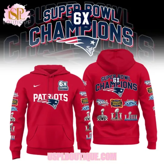 Discover Patriots Six Time Legacy Blue 3D Clean Style Hoodie
