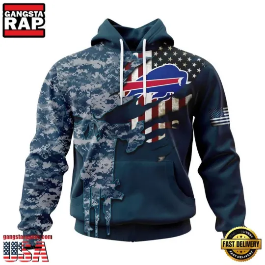 Discover Buf.falo Navy Camo Veteran Inspired 3D All Over Print Hoodie