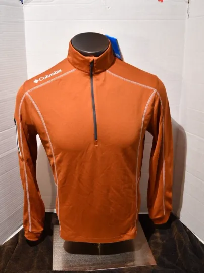 Discover NWT Columbia Golf Men's SM 1/4 Zip Pullover Long Sleeve Orange Omni Wick/Shade