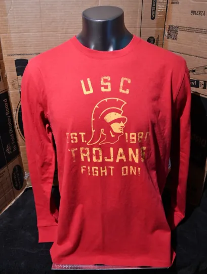 Discover USC Trojans "EST 1880"T Shirt Mens LG L/S Red  New with Salesman Sample TAG