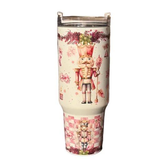 40oz Stainless Steel Sublimation Tumbler W/Handle~Nutcracker~Christmas~Gift