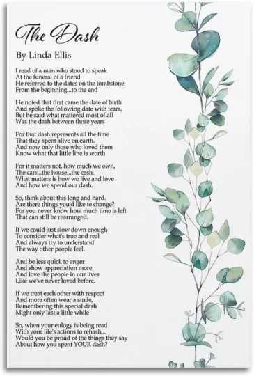 Discover The Dash Poetry Poster - Poem Live Your Dash Quote Poster Canvas Painting