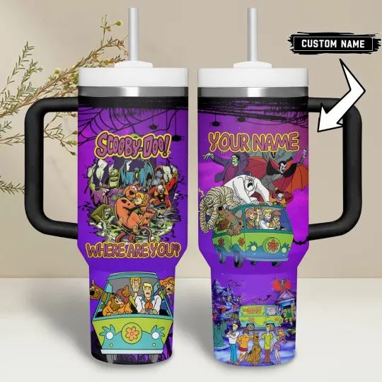 Discover Custom Mystery Cartoon Dog Tumbler With Handle 40oz