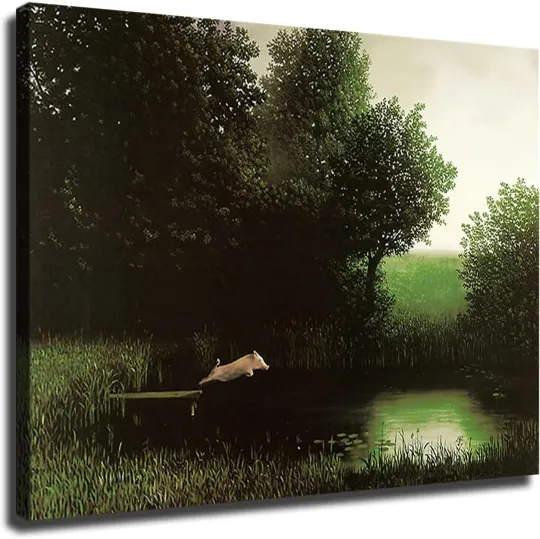 Discover Diving Pig Michael Sowa Dock Flying Pig Animals Funny Print Poster Art Prints