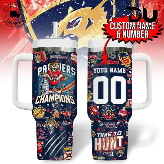 Discover Custom Florida Hockey Panther Champions Tumbler With Handle 40oz