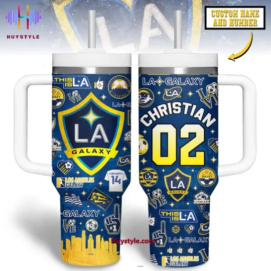 Discover Custom LA Soccer Galaxy Tumbler With Handle 40oz
